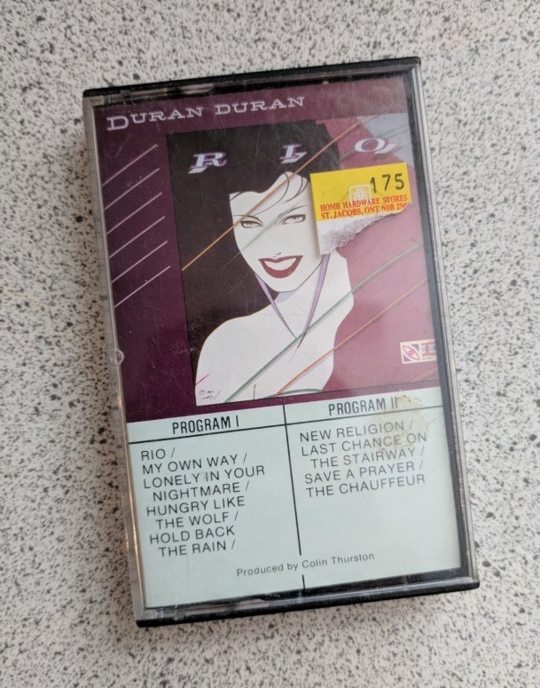 Duran Duran Rio cassette on speckled background