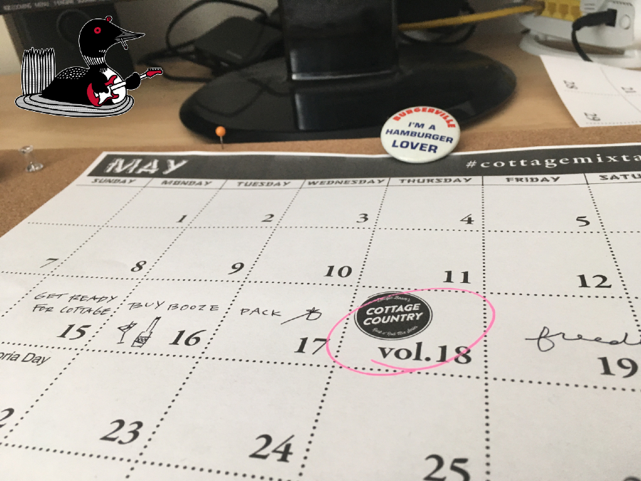 Cottage Country Mix promo photo featuring a wall calendar with May month and the 19th reads 'Volume 19' instead.