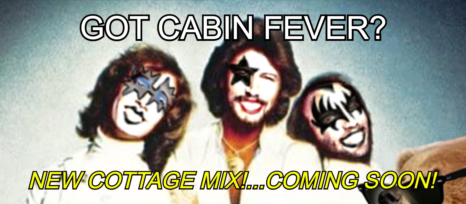 Bee Gees smiling with Kiss makeup on.