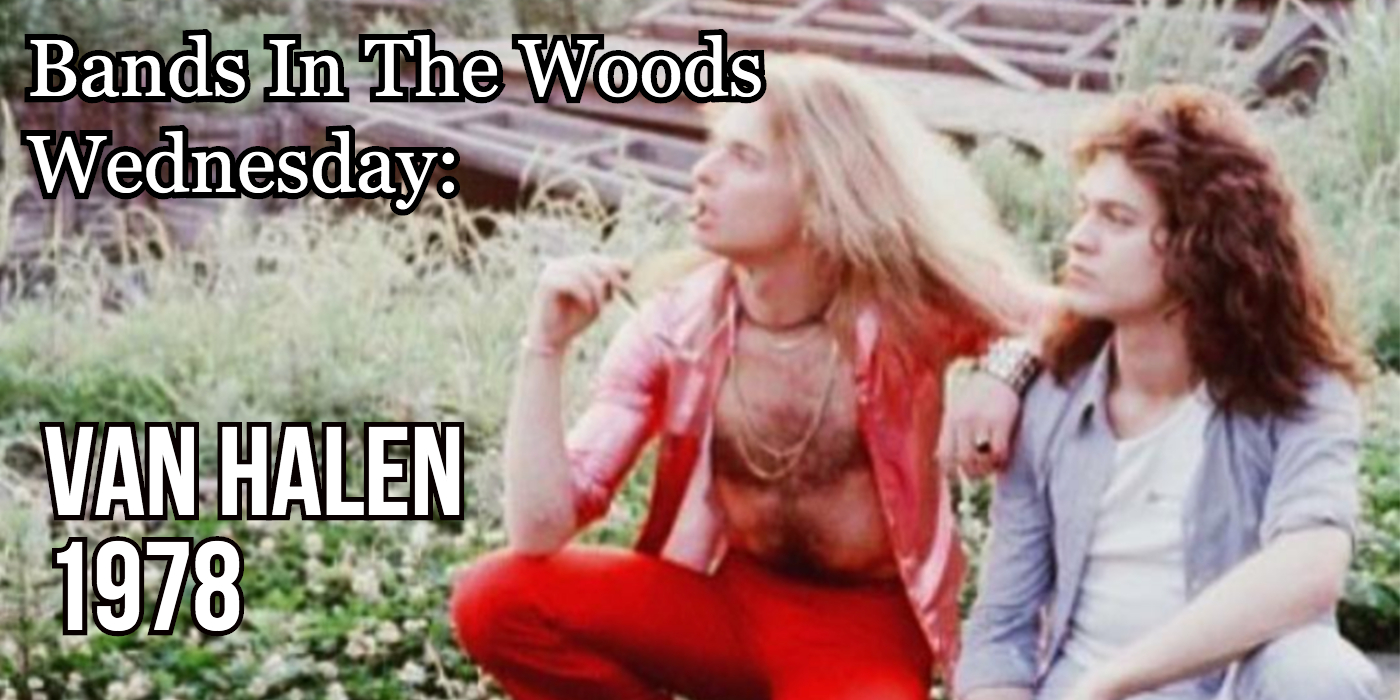 Van Halen sitting on long grass and foliage near some water