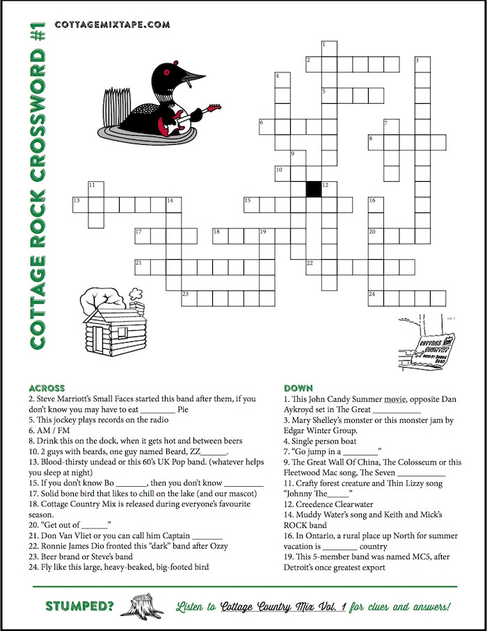 Cottage rock crossword – dougie boom's cottage country mix