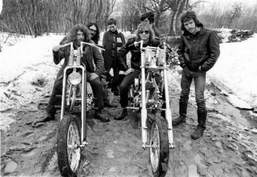 Alternate photo from James Gang "Rides Again" photo shoot by Tom Wright featuring the bike owners and friends.